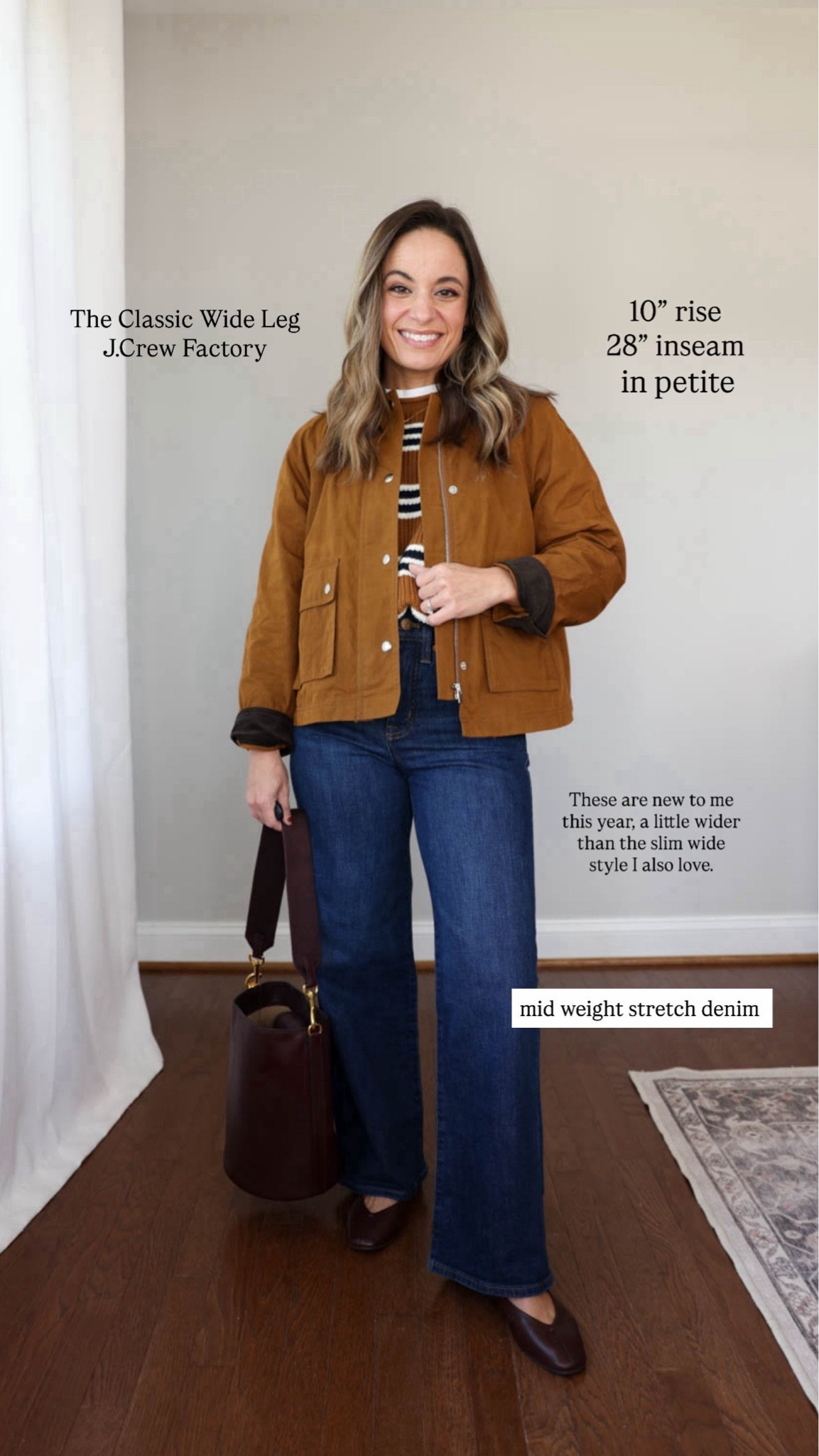 I share a lot of petite jeans but these are my personal top five for fall and winter. 

J.Crew Factory Wide Leg: petite 24 / 10.5” rise / 28” inseam (I also love the slim wide at both J.Crew and Factory) 

Striped sweater: xxs 
Field jacket: xxs 

My perfect jeans are slim wide or relaxed straight. A high rise 10-10.5” and a full length 27.5-28” inseam. I know there are lots of different preferences and needs so send them my way and I will round up some top picks for the requests I receive as well.

#LTKPetite