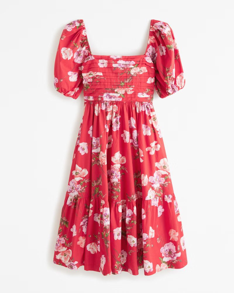 Emerson Poplin Puff Sleeve Midi Dress | Abercrombie & Fitch (US)