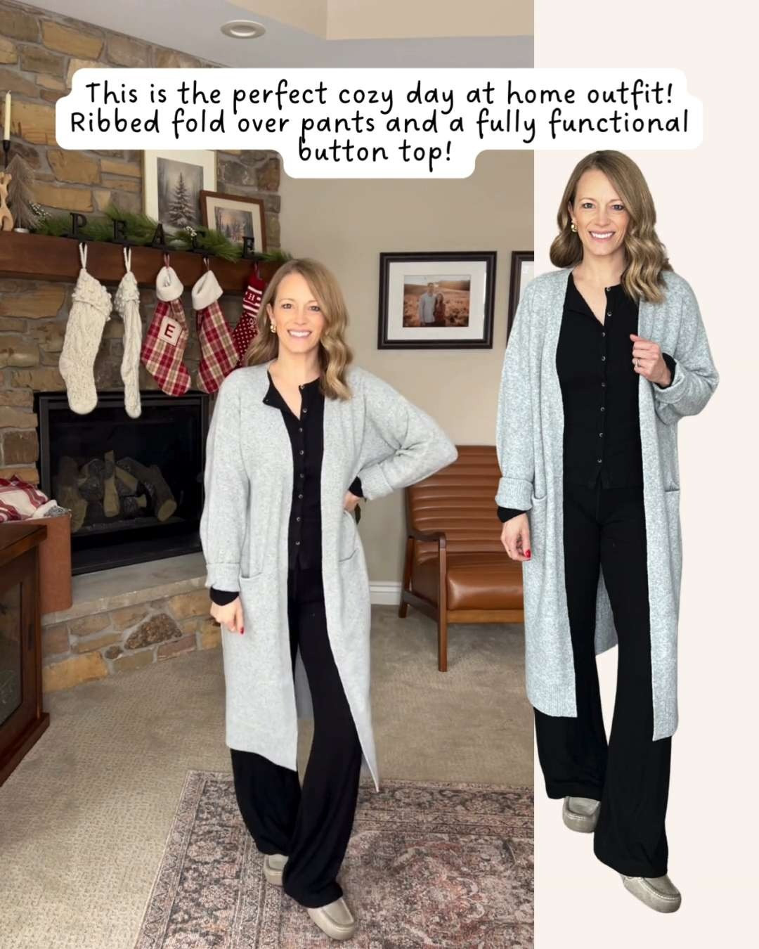 The perfect cozy day at home outfit! Ribbed foldover pants and a fully functional button top! 

 #LTKgrwm #LTKmomlife #LTKOver40