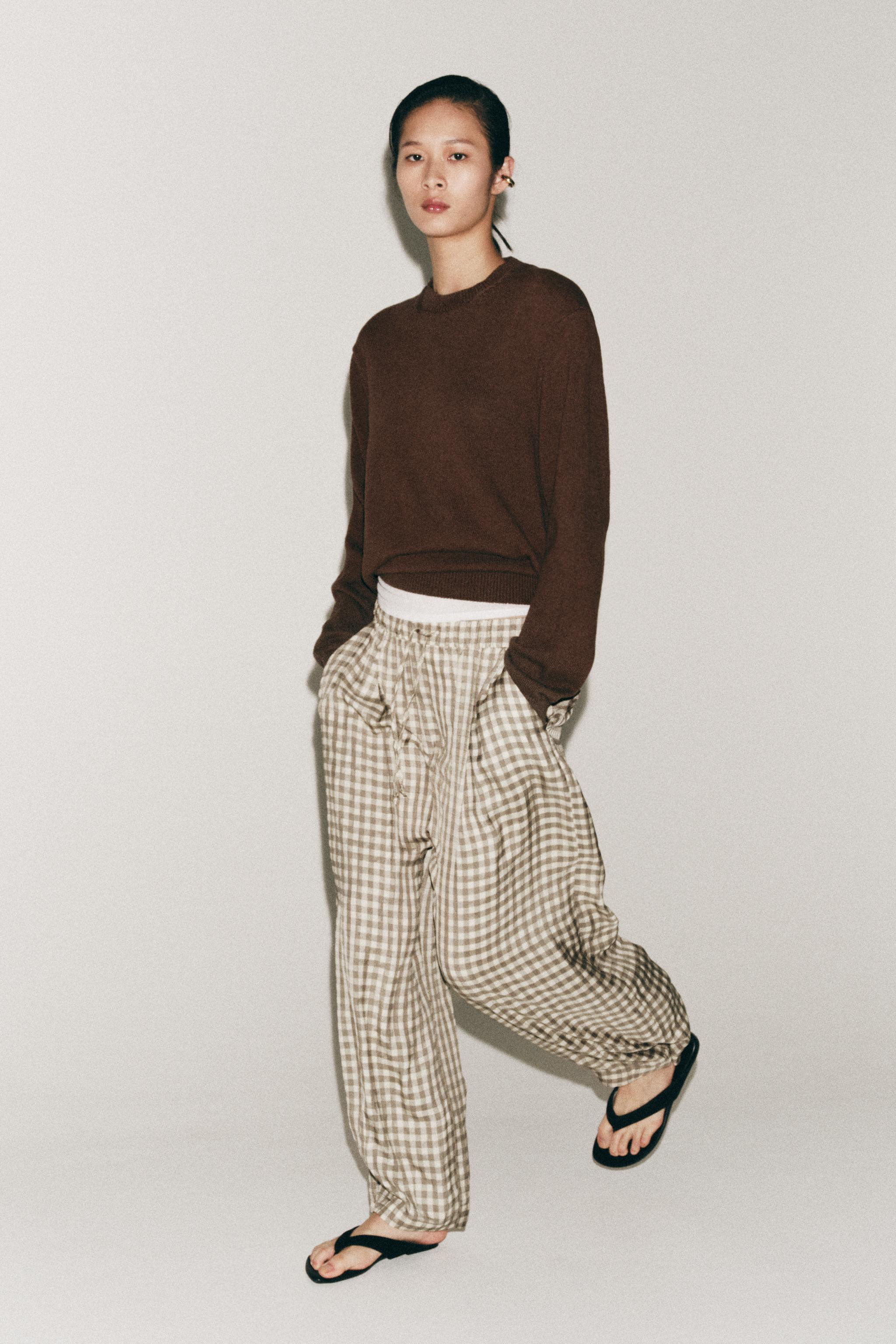 ZW COLLECTION FLOWY PLAID PANTS | Zara US