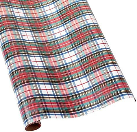 Caspari Dress Stewart Tartan Reversible Gift Wrapping Paper in White - 30 in. x 8 ft. Roll | Amazon (US)