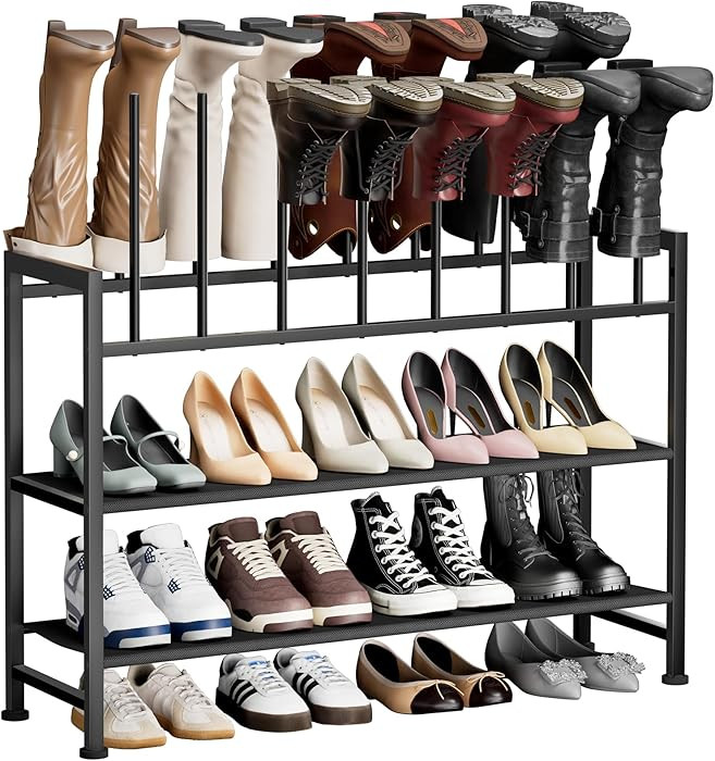 DIMJ Boot Rack 4-Tier - Black Metal Boot Storage Rack for Tall Boots Organizer Tall Boots, Multiu... | Amazon (US)