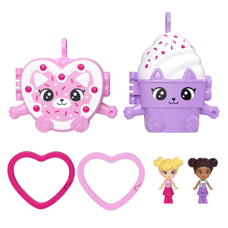 Polly Pocket Doll & Mini Compact Duo, Food-Themed Micro Playsets with 2 Dolls & 2 Keychain Clips | Walmart (US)