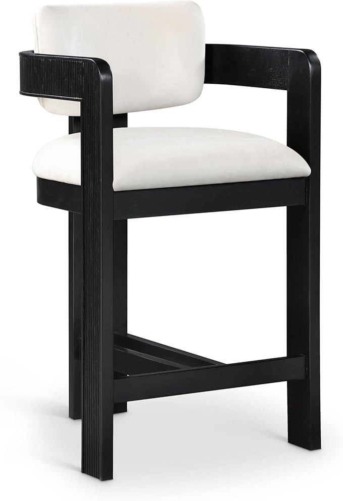 Meridian Furniture 11078Cream-C Sacha Collection Art Deco Stool with Ultra Luxe Cream Velvet, 460... | Amazon (US)