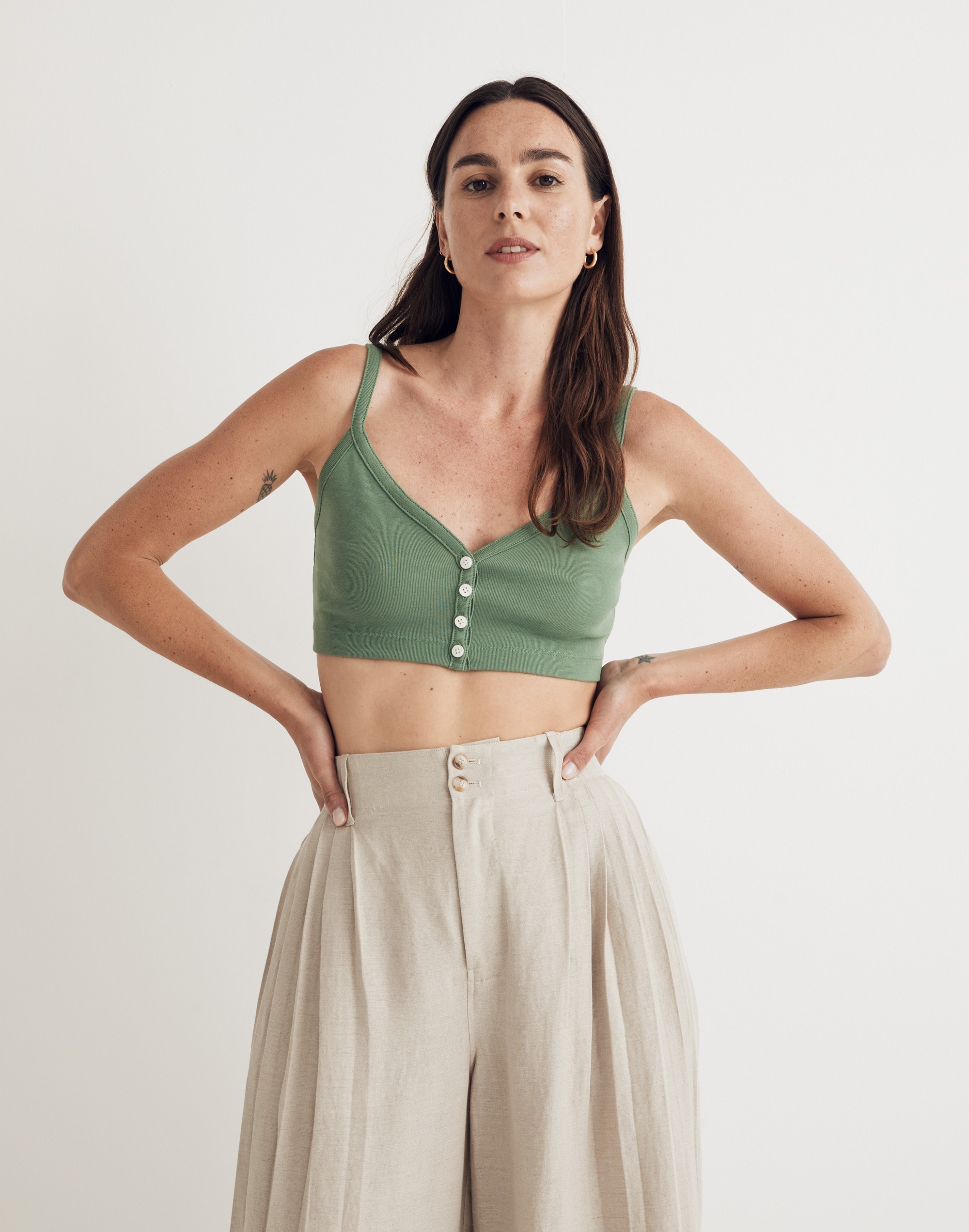 V-Neck Button-Front Crop Tank | Madewell