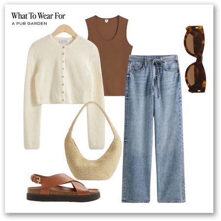 Spring summer outfits 🤎 

H&M jeans, cropped cardigan, sandals, straw bag, casual outfit 

#LTKsummer #LTKspring #LTKbaby