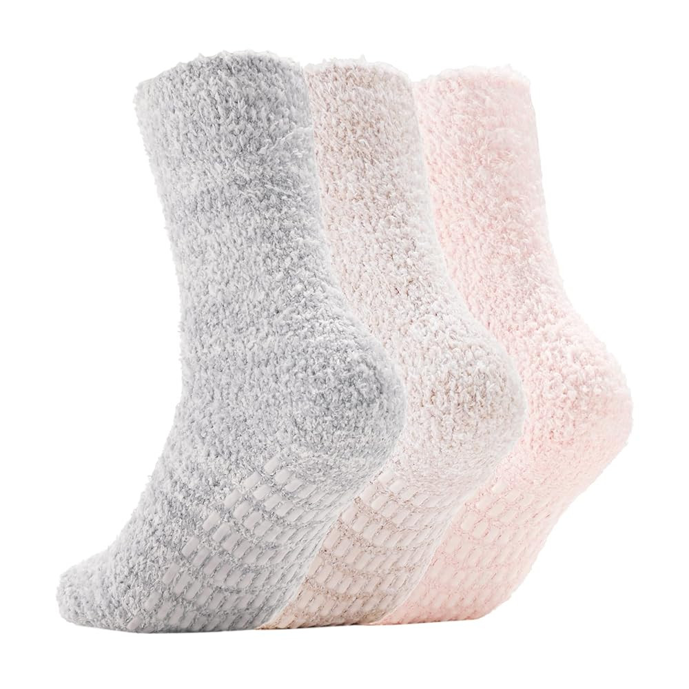 Breslatte Ultra Thick Calf Fuzzy Slipper Socks for Women Non Slip Winter Warm Socks Womens Gifts | Amazon (US)
