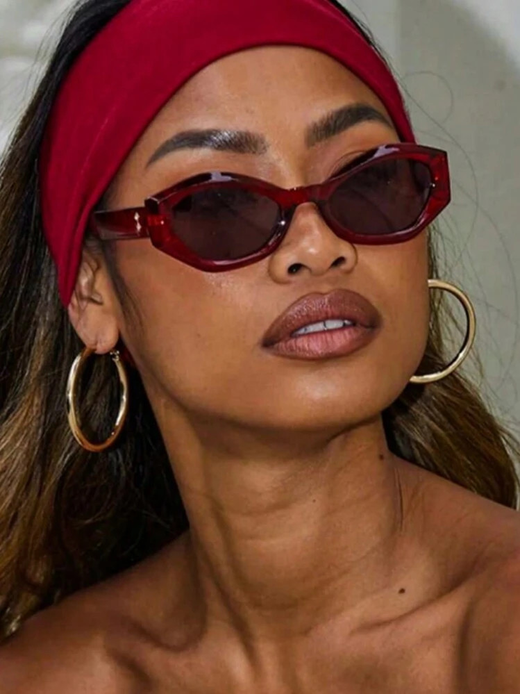 New Vintage Polygon Cat Eye Fashion Glasses, Luxury Diamond Embedded Temples, Trendy Streetwear F... | SHEIN