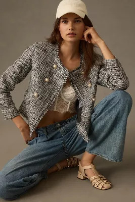 Maeve Double-Breasted Tweed Jacket | Anthropologie (US)