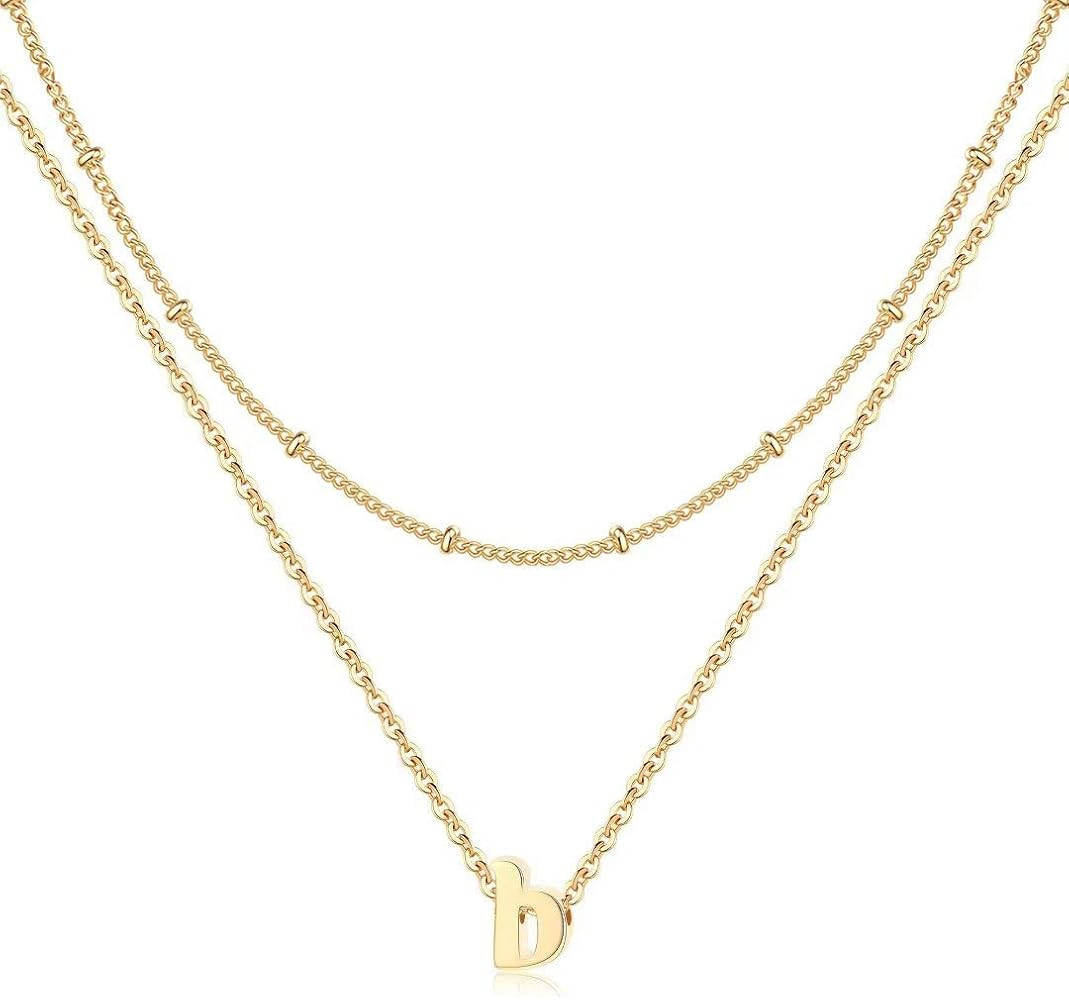 IEFRICH Small Initial Necklace for Women, 14K Gold Plated Dainty Lowercase Letter Initial Choker ... | Amazon (US)
