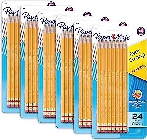 Paper Mate EverStrong #2 Pencils, Reinforced, Break-Resistant Lead When Writing, 6 Packs of 24 (1... | Amazon (US)
