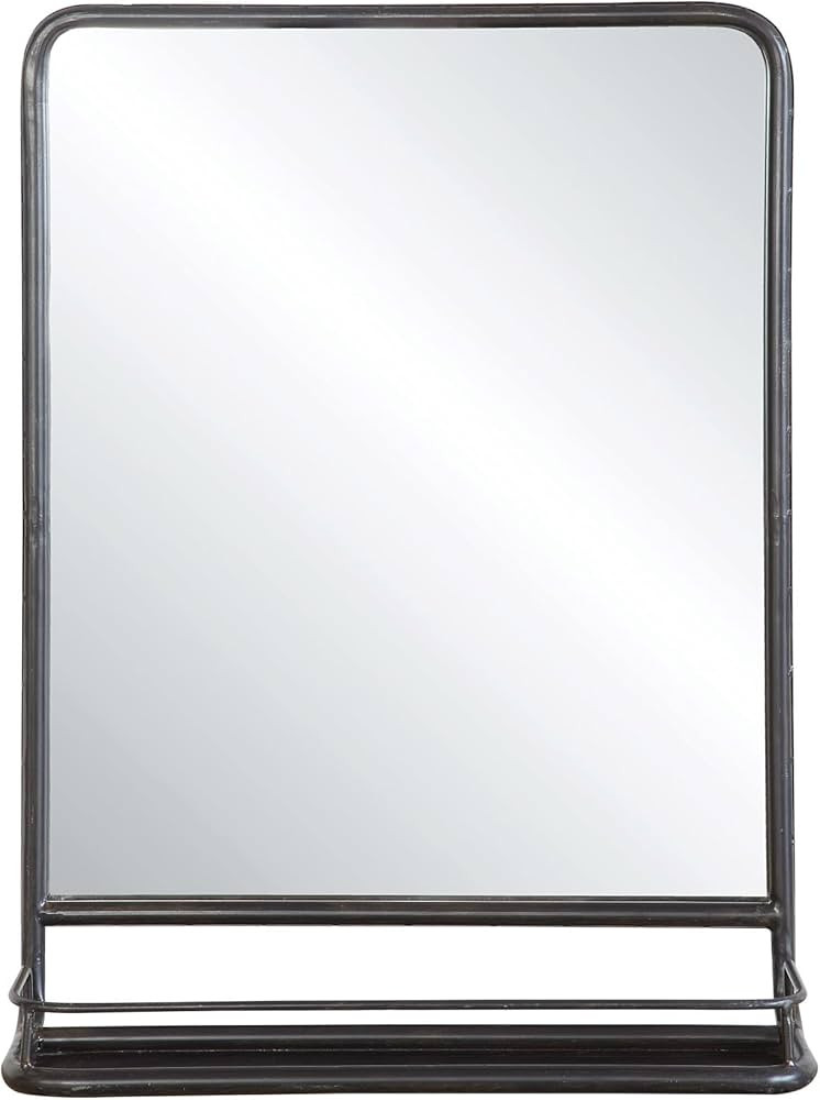 Creative Co-op DA4675 Rectangle Metal Wall Mirror with Shelf, Single Vanity, Distressed Black | Amazon (US)