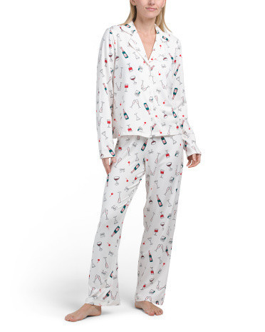 Tin Tiny Drinks Cozy Luxe Pajama Set For Women, Spandex/Polyester | TJ Maxx