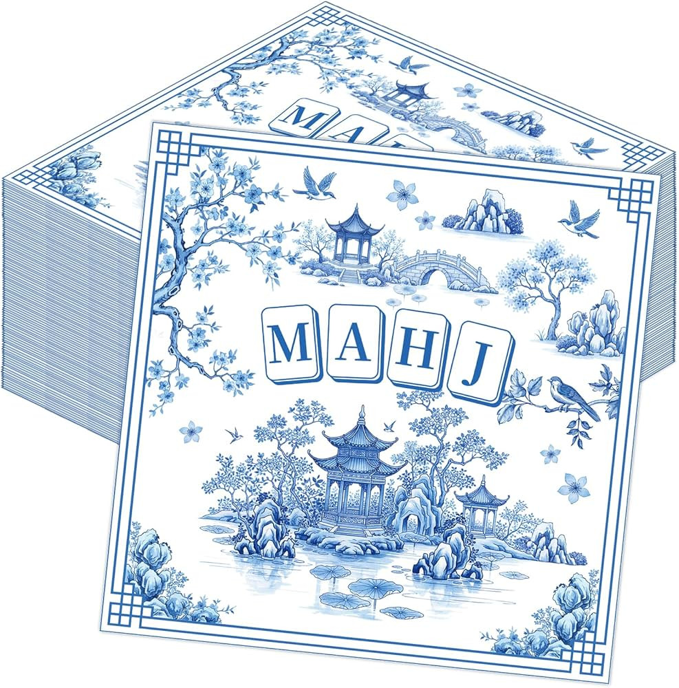 Mahjong Napkins Party Decorations, 50PCS Mahjong Disposable Paper Napkins Birthday Decoration, Bl... | Amazon (US)