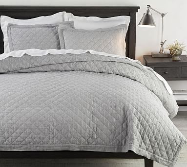 Belgian Flax Linen Diamond Quilt & Shams - Flagstone | Pottery Barn (US)