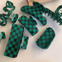 Vintage Green Checkered Hair Claw Clips, Large For Thin/Thick Hair, Acetate Pack, Accessories | Etsy (US)