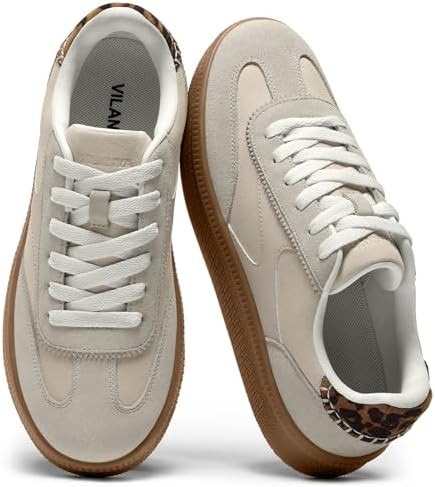 Vilanva Women's Fashion Sneakers Casual Tennis Shoes with Genuine Suede Classic Retro Gum Sole Wa... | Amazon (US)