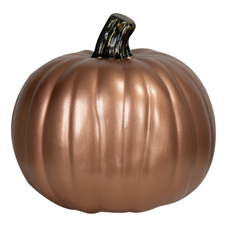Halloween Round Metallic Copper Craft Pumpkin Way to Celebrate 8.85 in x 8.85 in x 8.26 in 0.59 l... | Walmart (US)