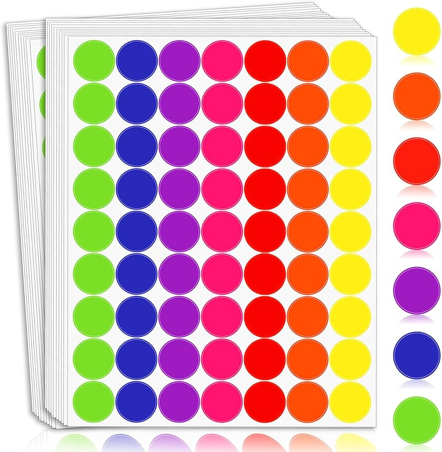 Colored Dot Stickers 1 Inch, Circle Stickers Round Color Coding Dots Markers Sticker, 1575 PCS Re... | Amazon (US)