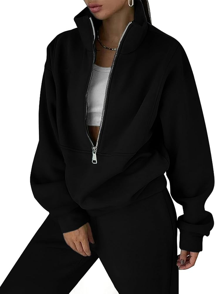 Himosyber Women Sweatsuits Half Zip Fleece Sweatshirt and Pant 2 Piece Joggers Set Tracksuit | Amazon (US)