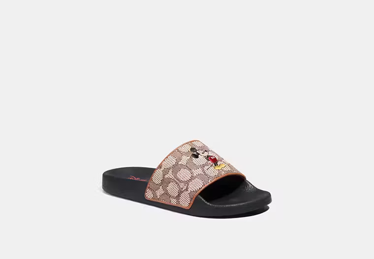 Disney X Coach Sport Slide In Signature Textile Jacquard With Mickey Mouse Embroidery | Coach (US)