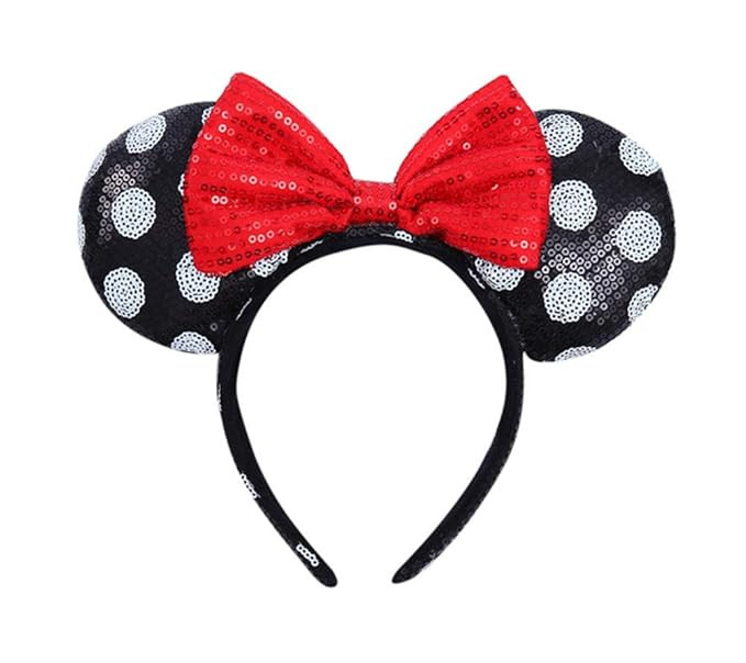 Mouse Ears Bow Headbands Glitter Princess Party Decoration Belle Cinderella Jasmine Mermaid Mouse... | Amazon (US)