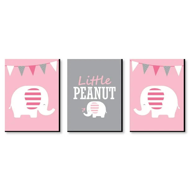 Pink Elephant - Baby Girl Nursery Wall Art & Kids Room Decor - 7.5 inches x 10 inches - Set of 3 ... | Walmart (US)