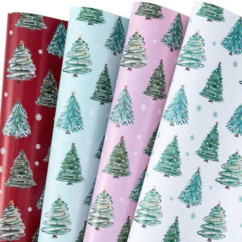 RUSPEPA Christmas Wrapping Paper Sheets - Christmas Tree Design Perfect for Christmas, Birthday Any Occasion - 12 Folded Sheets - 19.68 X 27.5 Inch | Amazon (US)