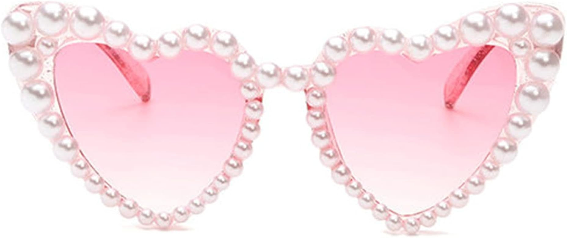 COTIA Luxury Fine Shimmering Love Pearl Sun Glasses Women Heart Glasses Casual Bling Sunglasses | Amazon (US)