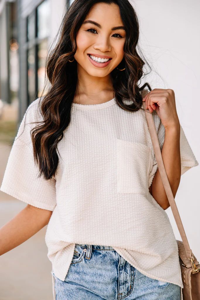 All I Could Ask For Natural White Ribbed Top | The Mint Julep Boutique