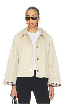 Elodie the Label Wynn Cropped Trench Coat in Khaki from Revolve.com | Revolve Clothing (Global)