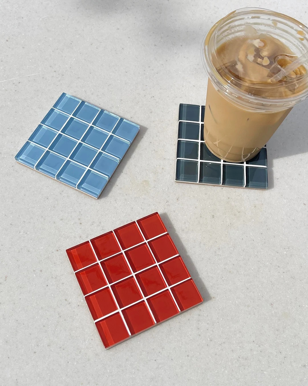 Glass Tile Coaster Handmade Drink Coaster Square Coaster Housewarming Gift Gift for Her Gift for ... | Etsy (US)