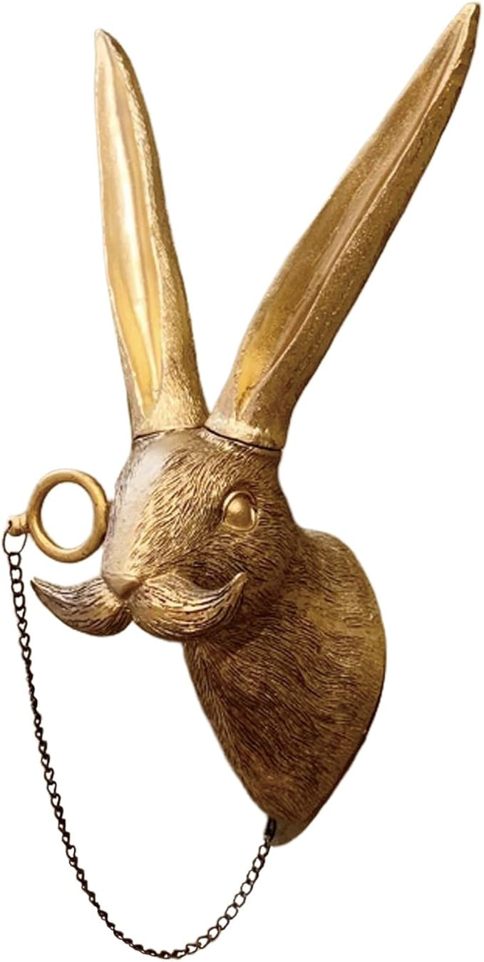 GUASDIE Animal Heads Wall Decor, Faux Deer & Rabbit Heads, Resin Animal Wall Hanging Decoration f... | Amazon (US)