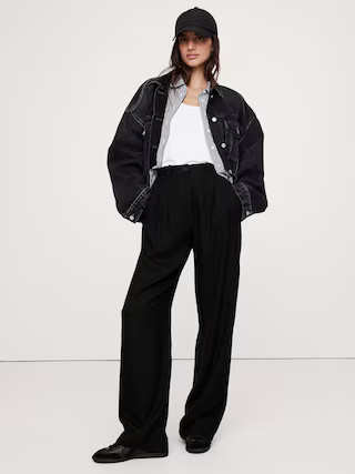 Soho High-Rise Wide-Leg Drapey Twill Pant | Banana Republic (US)