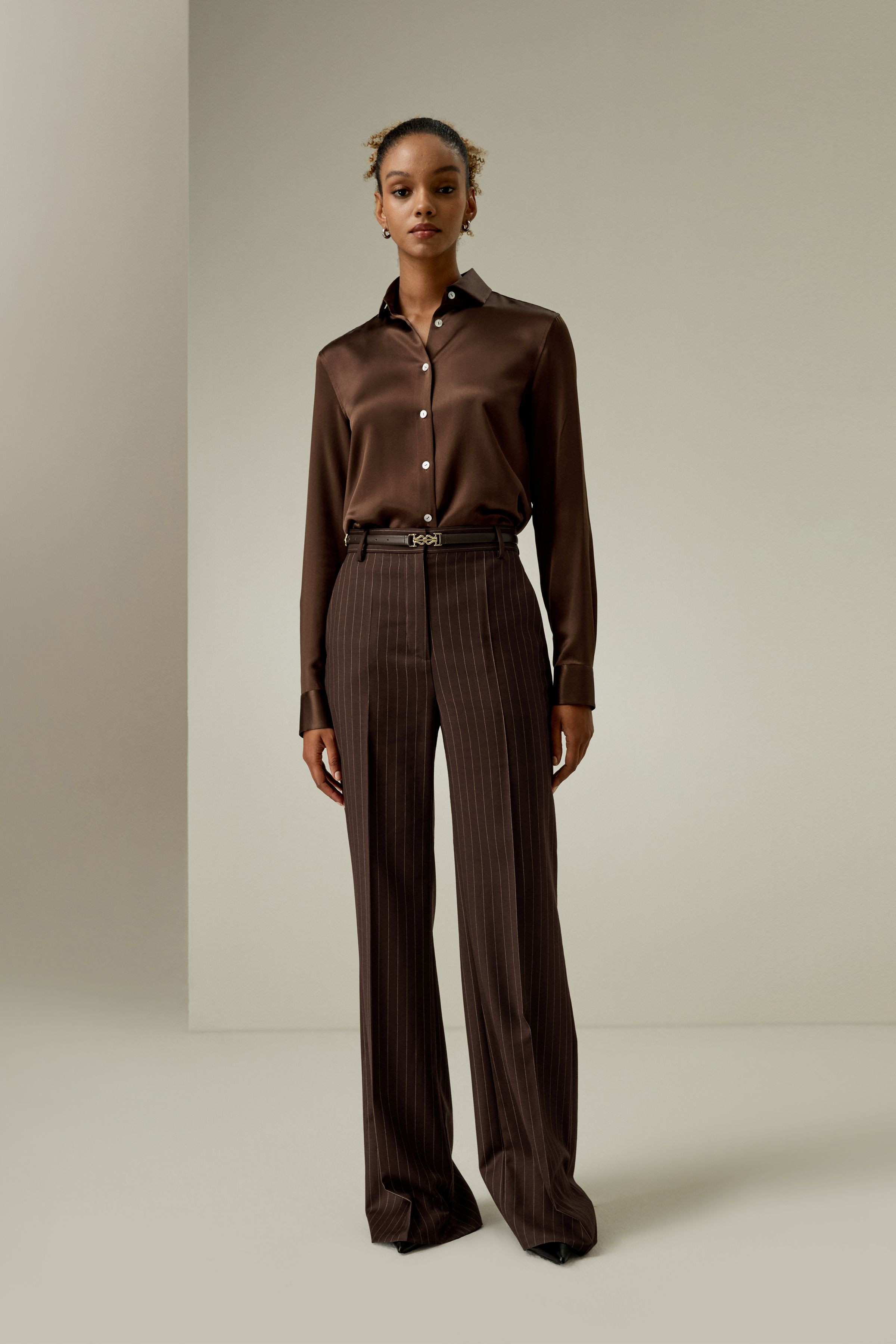 Spread Collar Silk Shirt | LilySilk