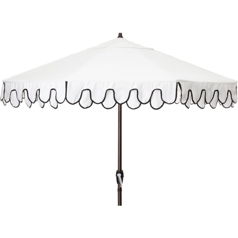 Phoebe Double Scallop Patio Umbrella, Black/White | One Kings Lane