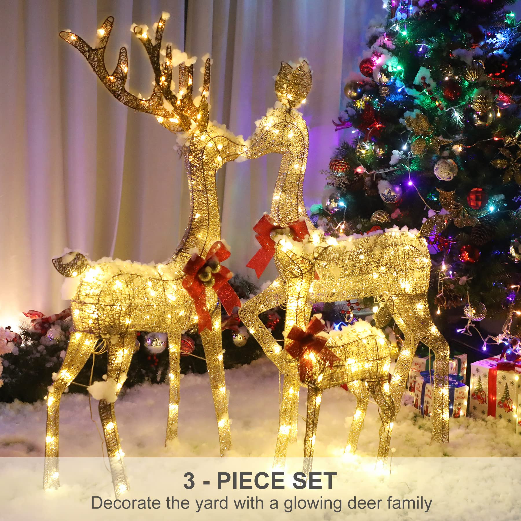 Lighted Christmas Decoration Deer 3 Piece, HOYECHI Light up Christmas Decor Reindeer Family Set f... | Amazon (US)