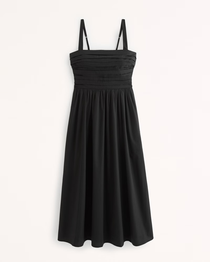 Emerson Poplin Wide Strap Midi Dress | Abercrombie & Fitch (US)