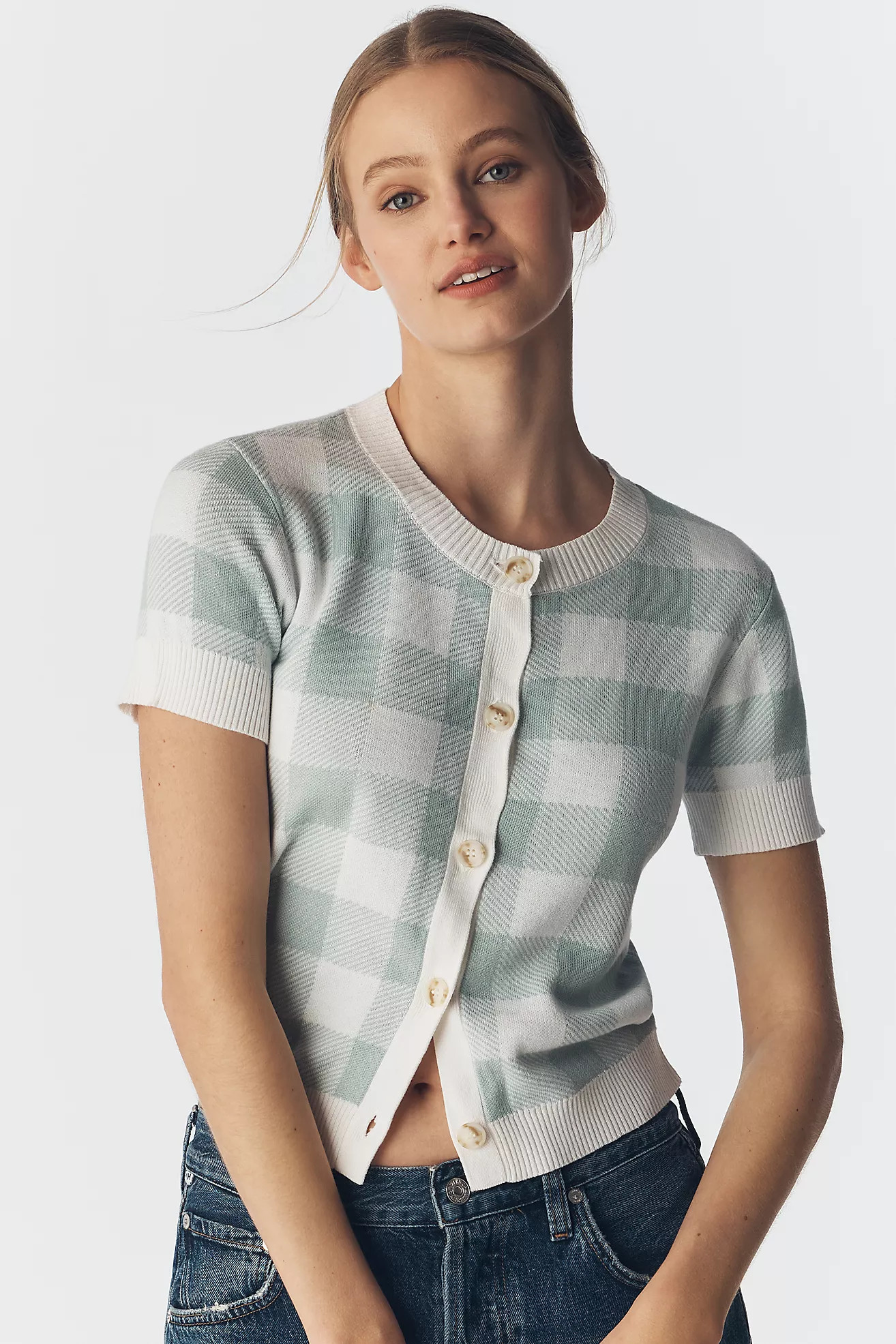 Central Park West Laurel Jacquard Buttondown Sweater | Anthropologie (US)