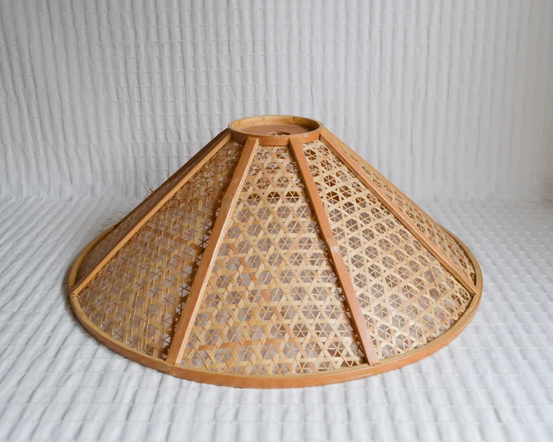 Vintage Bamboo Lampshade, Split Cane Wicker Coolie Ceiling Light Shade Boho Tiki MCM | Etsy (UK)