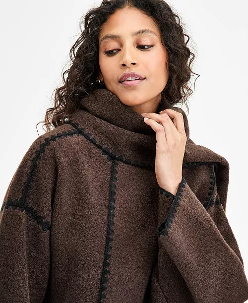 Women's Button-Front Edge-Stitch Scarf Coat | Macy's