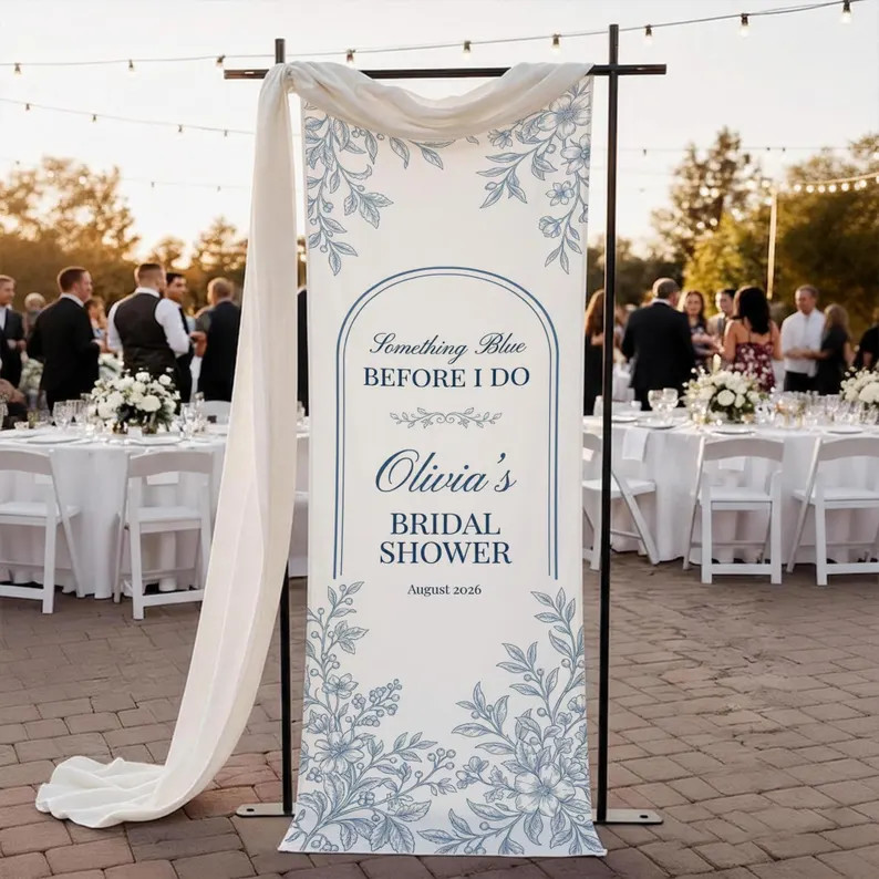 Personalized Bridal Shower Welcome Sign, Something Blue Wedding Banner, Custom Name Event Decor -... | Etsy (Global)