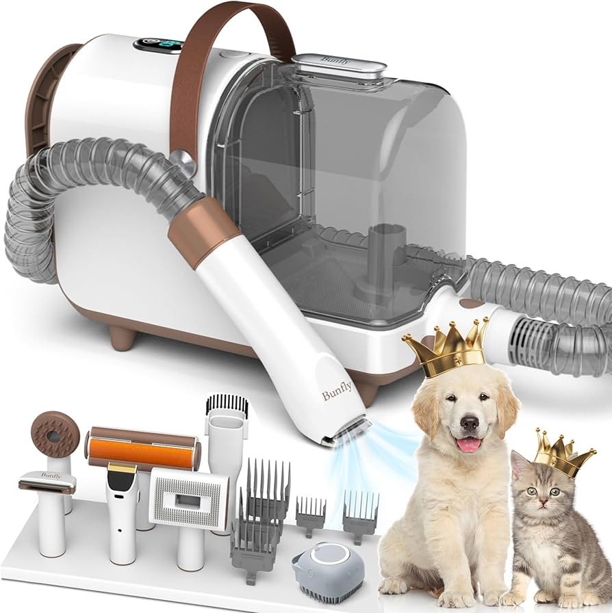 Bunfly Dog Grooming Kit & Vacuum Suction 99.99% Pet Hair, 7 Pet Grooming Tools for Dogs Cats, 3L ... | Amazon (US)