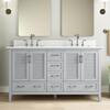 Home Decorators Collection Dennick 60 in. Double Sink Gray Bath Vanity with White Engineered Stone Top (Assembled) TJ-0213V6022GR | The Home Depot