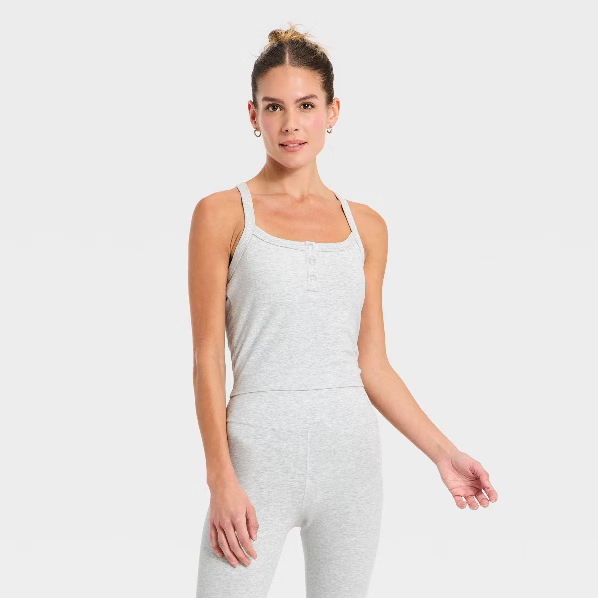 Women's Cotton Balance Henley Cropped Support Tank Top - All In Motion™ | Target