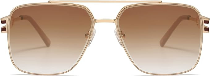 SOJOS Retro Oversized Square Sunglasses for Women Men, Vintage Large Double Bridge Metal Frame Un... | Amazon (US)