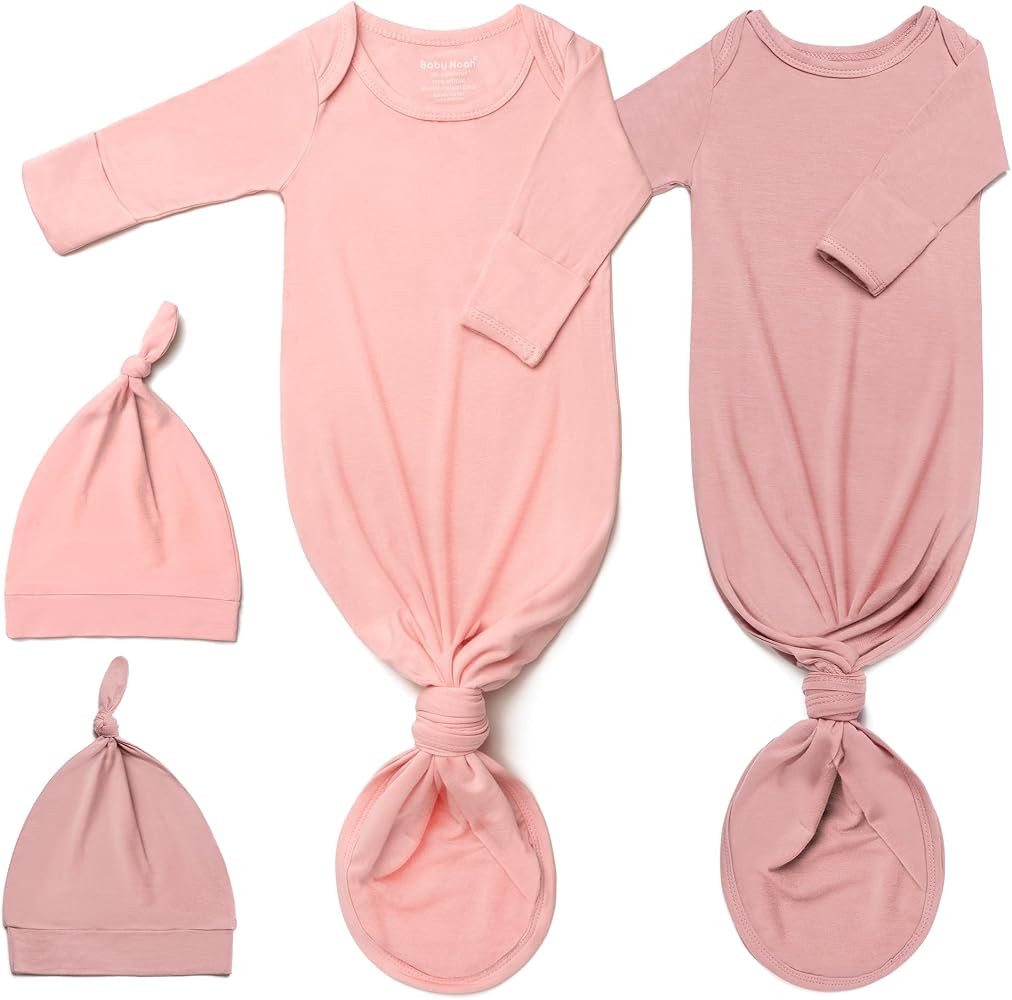 2Pk Newborn Knotted Gown Set, Soft Baby Sleep Sack & Hat, Boys Girls Clothes, Easy Diaper Change ... | Amazon (US)