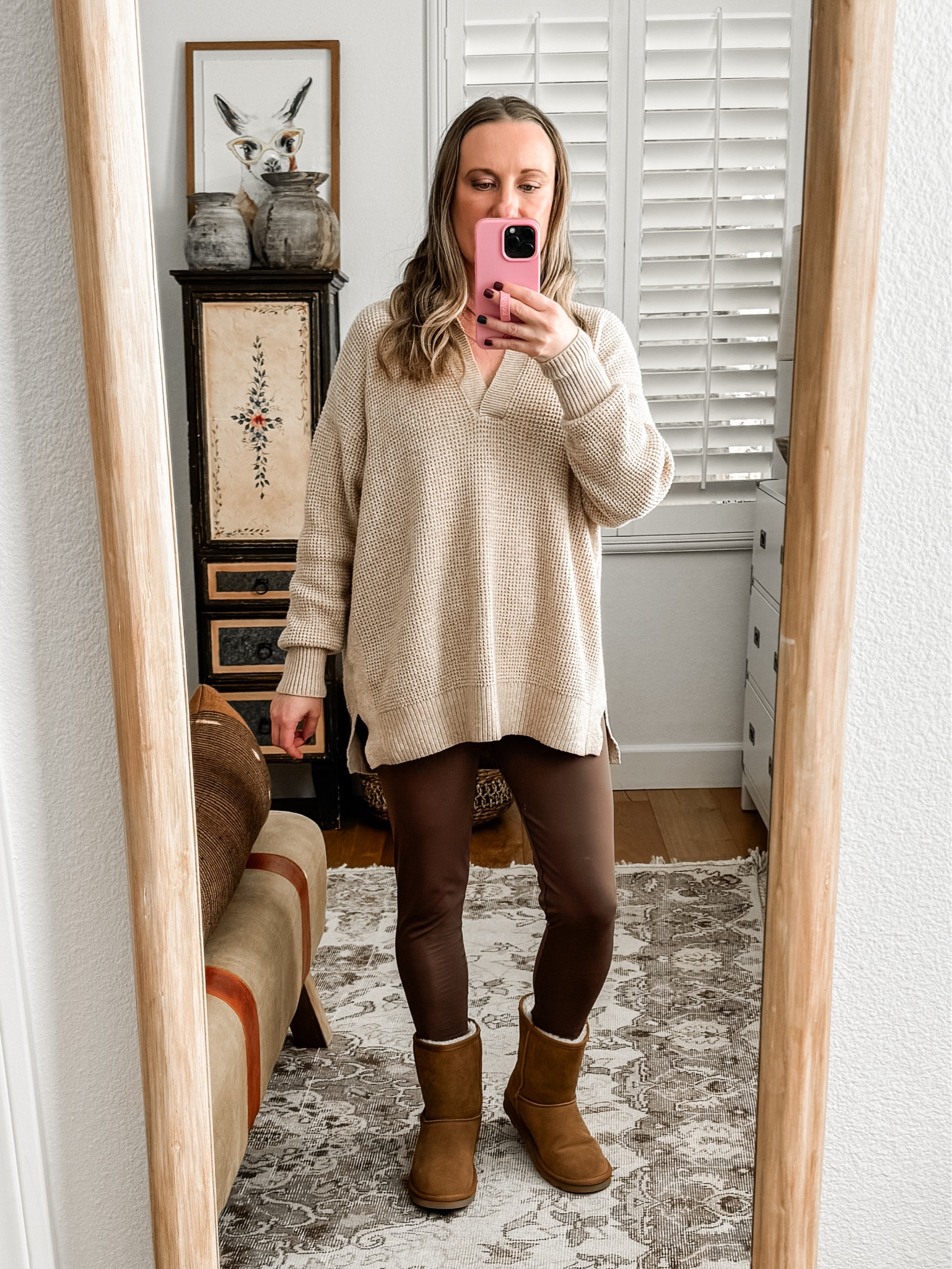 This top from Aerie is so comfy and cute! Wearing a small, it’s oversized so go down in size. An wearing  large in the leggings, could have done a medium 

#LTKover40 #LTKsalealert #LTKmidsize
