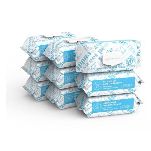 Amazon Elements Baby Wipes, Unscented, Hypoallergenic, Alcohol-Free, With Aloe and Vitamin E, 810 Count, Flip-Top Packs | Amazon (US)