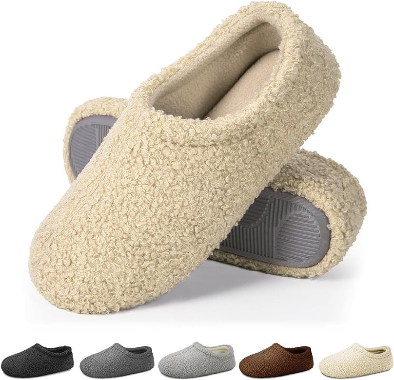 Slippers for Women Indoor Fuzzy Womens Mens Slippers Bedroom House Shoes with Memory Foam Curly F... | Amazon (US)